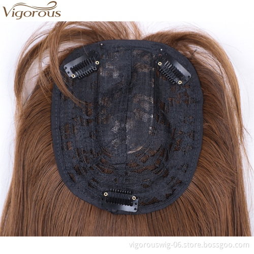 Vigorous Light Brown Synthetic Hair Toppers Extension Clips in Long Wavy Top Hairpieces for Women with Air Hair Bangs